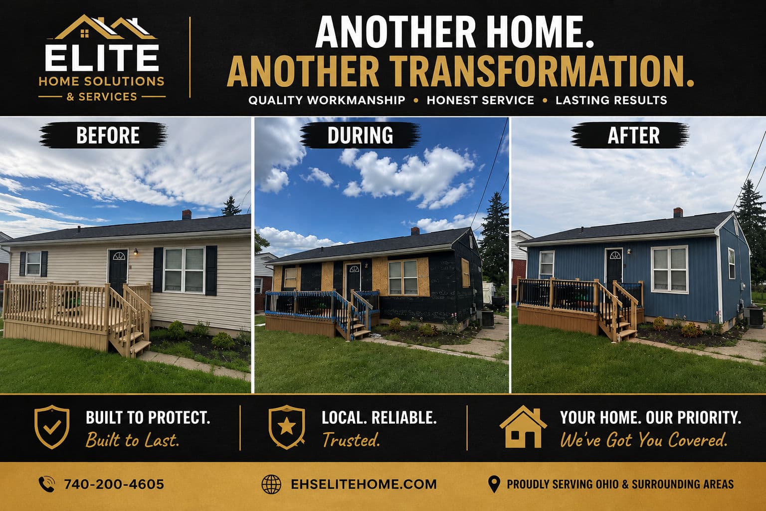 Vinyl Board and Batten Siding, Soffit, and Fascia Upgrade on an Ohio Home